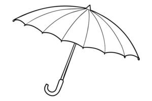 Black Outline of a Open Umbrella Isolated on a White Background. Concept of Rain Protection, Minimalist Style, and Weather Illustration for Print, Icon, Logo, and Design Element. vector