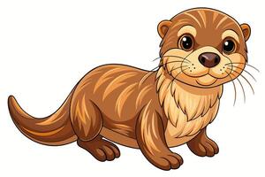 Cute cartoon sea otter isolated on white background. Concept of adorable marine animal illustration, minimalist style, playful otter. Print, element for design. vector