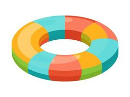 Brightly colored inflatable swim ring. Colorful float ring for summer swimming. Concept of summer, pool fun, vacation, water safety. Graphic art. Isolated on white background. Print, design element vector
