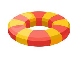 Brightly colored inflatable swim ring. Colorful float ring for summer swimming. Concept of summer, pool fun, vacation, water safety. Graphic art. Isolated on white background. Print, design element vector