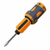 Screwdriver isolated on white background. Illustration of a classic tool with an orange handle and gray tip. Concept of hardware, DIY, handyman, maintenance. Print, icon, logo, element for design.. vector