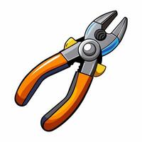 Orange and black pliers illustration isolated on a white background. concept of hand tools, construction, and repair. print, icon, logo, design element for engineering and diy projects. vector