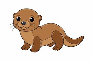 Cute cartoon sea otter isolated on white background. Concept of adorable marine animal illustration, minimalist style, playful otter. Print, element for design. vector