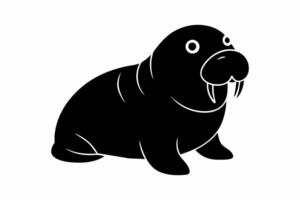 Silhouette of a walrus isolated on a white background. Black walrus illustration in a simple design. Concept of animal illustration, marine life, minimalistic design, wildlife icon. vector