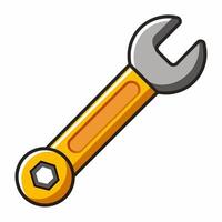 Cartoon wrench with a handle isolated on a white background. Concept of hand tool illustration mechanic or repair work simple and bold style. Print, element for design. vector