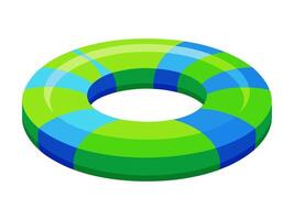 Brightly colored inflatable swim ring. Colorful float ring for summer swimming. Concept of summer, pool fun, vacation, water safety. Graphic art. Isolated on white background. Print, design element vector