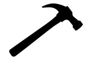 Black silhouette of a hammer isolated on a white background. concept of tool illustration, minimalist style, construction, home improvement. print, icon, logo, template, pictogram, element for design. vector