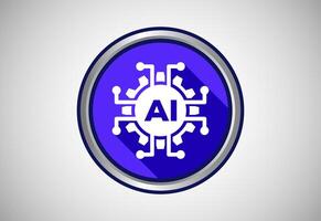 Artificial Intelligence Icon Button For Mobile and Web vector