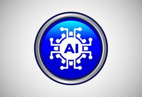 Artificial Intelligence Icon Button For Mobile and Web vector