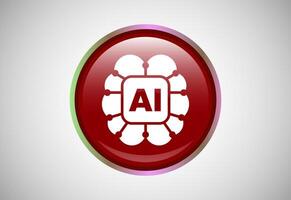 Artificial Intelligence Icon Button For Mobile and Web vector