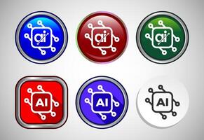Artificial Intelligence Icon Button For Mobile and Web vector
