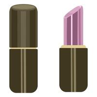 Lipstick with closed and open container in flat technique vector