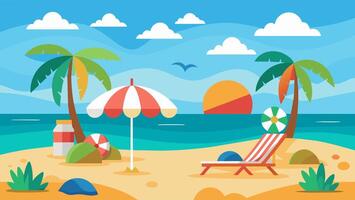 Summer beach scene banner design background vector