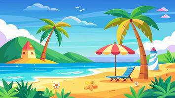 Summer beach scene banner design background vector
