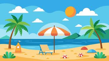 Summer beach scene banner design background vector