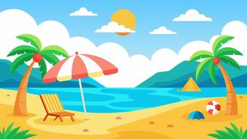 Summer beach scene banner design background vector