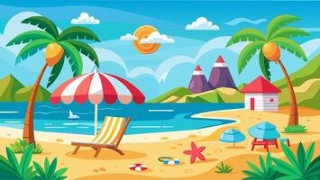 Summer beach scene banner design background vector