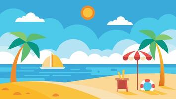 Summer beach scene banner design background vector