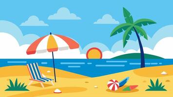 Summer beach scene banner design background vector