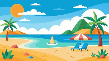 Summer beach scene banner design background vector