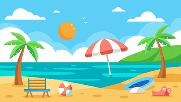 Summer beach scene banner design background vector