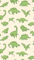 yellow background with green dinosaur pattern vector