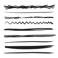 Set of artistic pen brushes. Hand drawn grunge strokes. Doodle lines, various dividers for web sites. vector