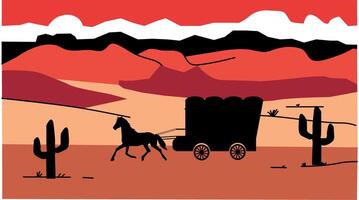 Pioneer Day Background Illustration, With Landscape Style And Wild West View vector