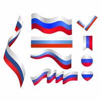 Set with gradient Russian flags of different shapes. vector