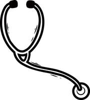 Doodle style stethoscope. Contoured hand drawn image. vector
