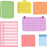 Hand drawn to do list. Colored sheets of notebook. vector