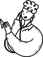 Doctor listens to lungs or heart with stethoscope. illustration on topic of medicine in doodle style. vector