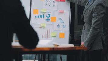 Team of business people are meeting to analyze data for marketing plan,Market research reports and income statistics, Financial and Accounting concept. video