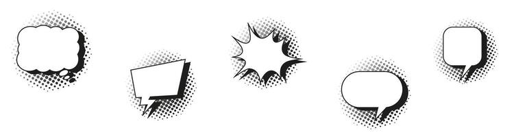 Speech bubble set . Collection of empty comic speech bubbles with halftone shadows. illustration. vector