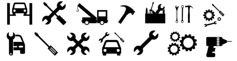 Tools and Service icons set. Wrench, screwdriver and gear icon. Settings and repair, service sign - stock . vector