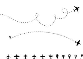 Plane with line and blank for text. Continuous one line drawing illustration vector