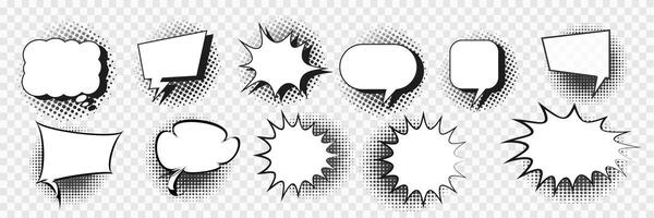 Speech bubble set . Collection of empty comic speech bubbles with halftone shadows. illustration. vector