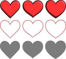 Set of different heart shapes vector