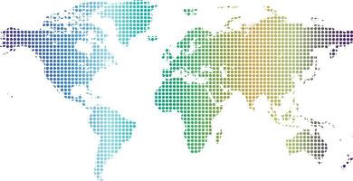 Dots map of the world in different colors on white background vector