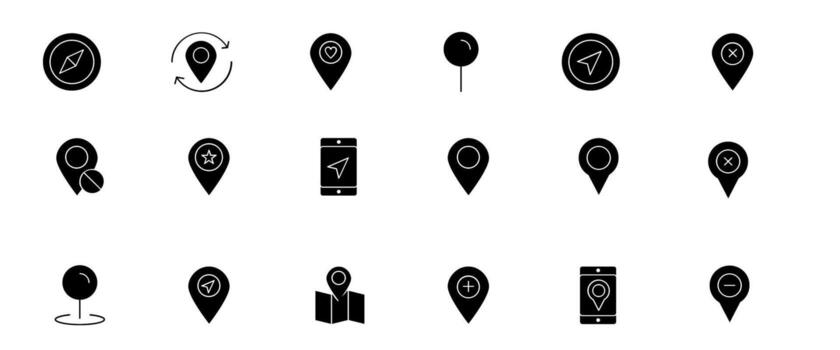 Set location pin icon symbol sign isolated on transparent background, map icon vector