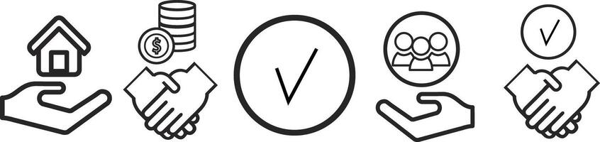 trust, confidence and trustworthy line icons - thin line icon collection on white background vector