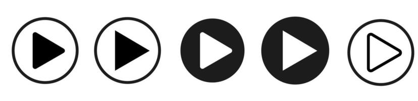 Play icons are set in different styles vector
