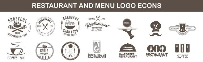 Logotype menu. Set in flat style. Food vintage design elements, logos, badges, labels, icons and objects. vector