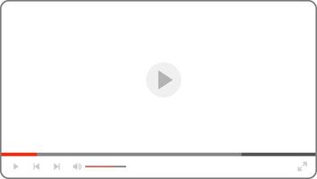 Multimedia player with play button, play online window with navigation icons, streaming vector