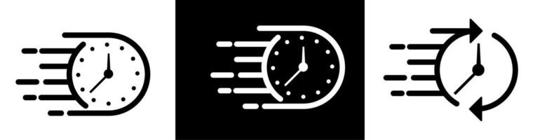 Quick time or deadline icon set in line style, Timers, Express service, Countdown timer. vector