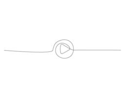 One continuous line drawing of Play button. Icon of start and pause playing music and voice message vector