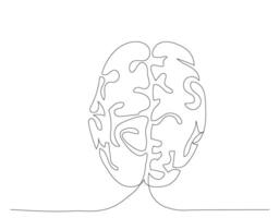 Continuous one line drawing of Human brain. Genius idea and psychology concept in simple linear style. vector