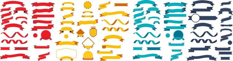Set of Ribbons Banners with Label, Tag and Quality Badges. Bandeau design. vector