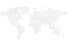 Detailed world map with borders of states. Isolated world map. Isolated on white background. vector