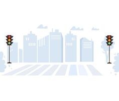 Light gray cityscape background. City buildings with trees at park view. Monochrome urban landscape with street. vector